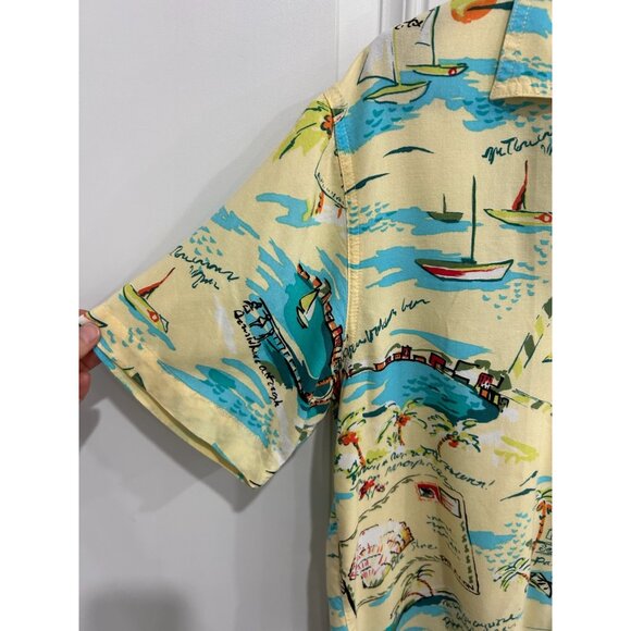 Vintage Holly Lane Retro Hawaiian Short Sleeve Button-Up Shirt Beach Print Sz M - Picture 4 of 9